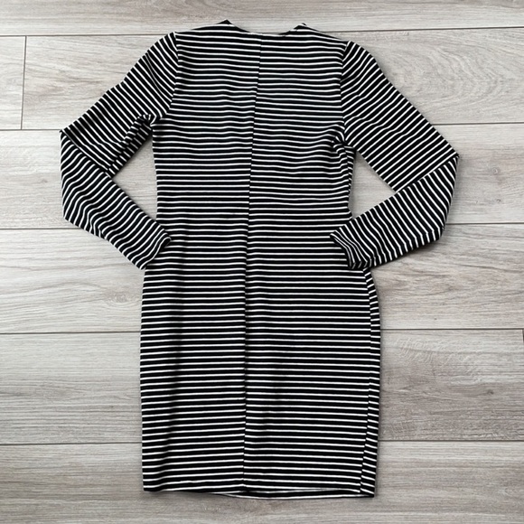 •Express• Plunging-Caged Neckline Stripe Mini Dress - Picture 2 of 6